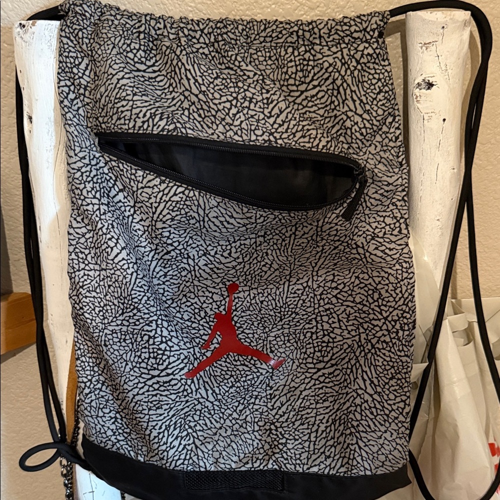 Jordan Elephant Print Drawstring Bag - Black and Red